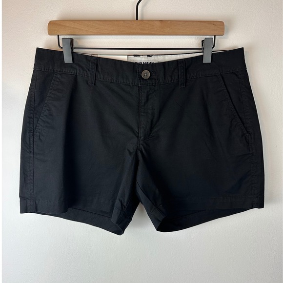 Old Navy Pants - OLD NAVY Black Chino Mid-Rise Stretch Shorts Lightweight Travel Vacation NWT 8
